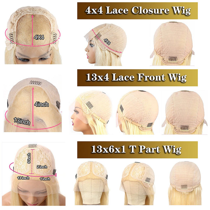 613 Honey Blonde Lace Closure Human Hair Wig