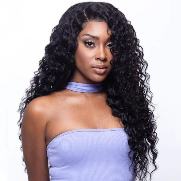 Roya Hair Water Wave 13x4 Lace Front Human Hair Wigs Deep Curly Glueless Frontal Wigs