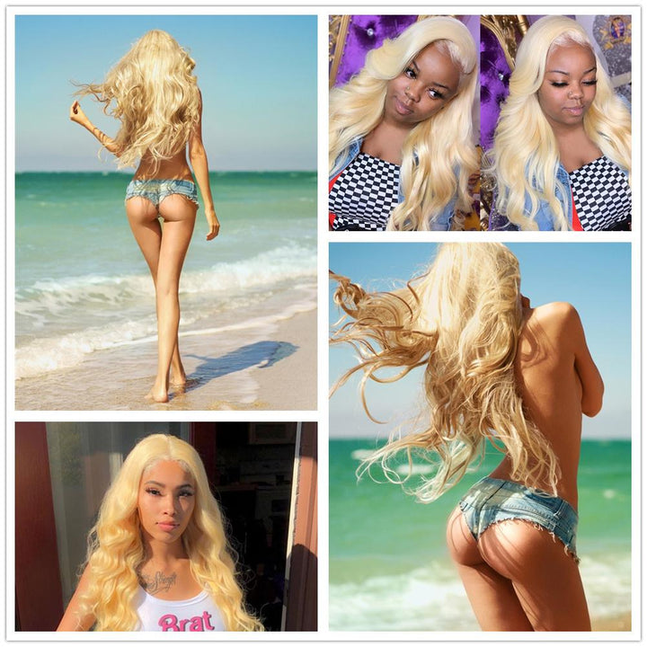 613 Human Hair WigsBody Wave 613 Blonde Lace Front Human Hair Wigs