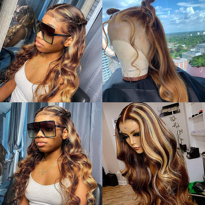 Preplucked Ombre Highlight Human Hair Wigs 