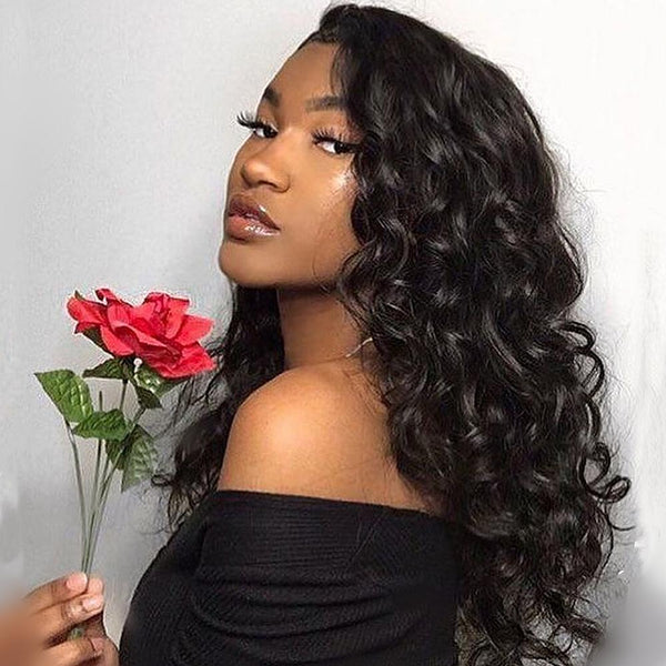 150% 180% Density  Plucked Pure Virgin Hair Loose wave Lace Closure Wig