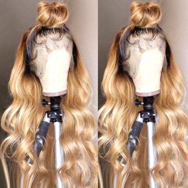 ROYA HAIR  T1B/27 Ombre Hair Body Wave Lace Front Wig