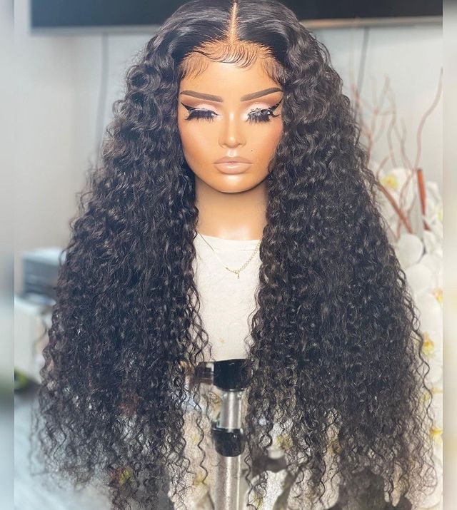 Full Lace Human Hair Wigs Kinky Curly Wave 