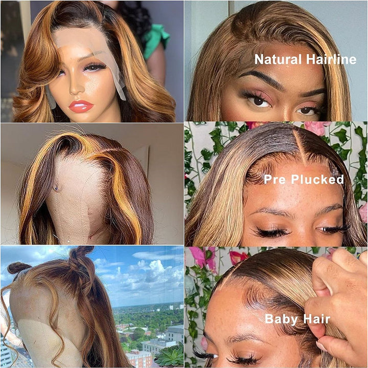 Preplucked Ombre Highlight Human Hair Wigs 