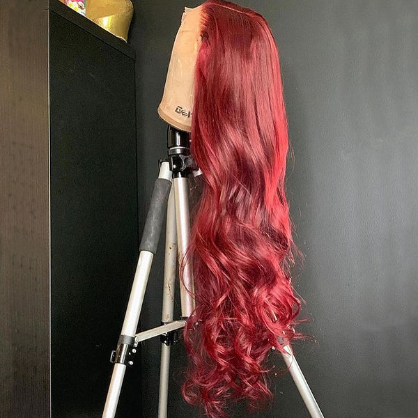 ROYA HAIR 99J Color Burgundy Body Wave Wig Lace Front Wig