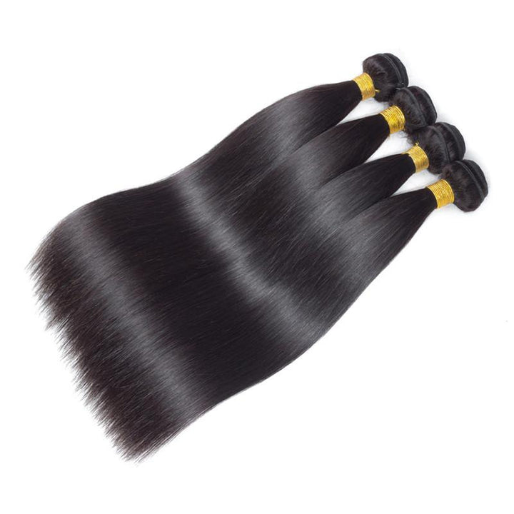 Peruvian Straight Hair 4 Bundles with Lace Closure 