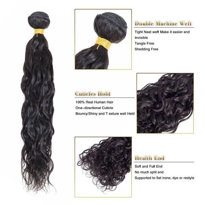 Natural Weaves Brazilian Hair 3 Bundles with  closure 