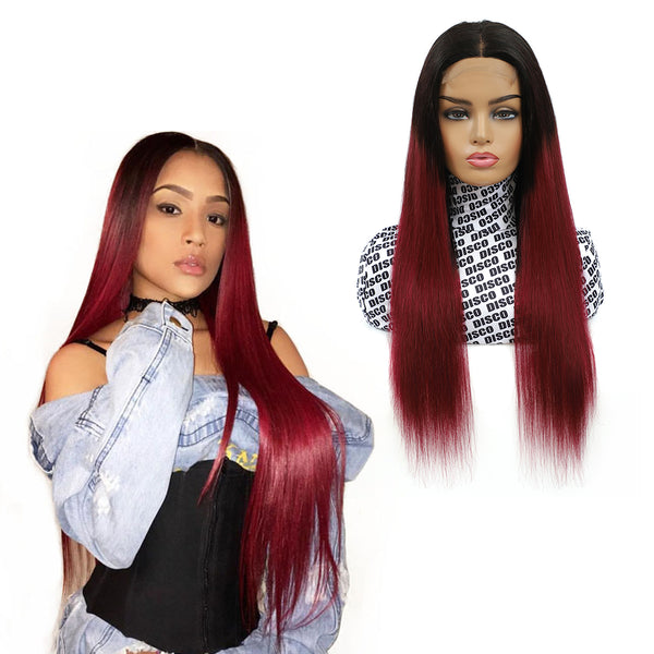 ROYA HAIR T1B/99J Ombre Hair Wigs Mink Straight lace closure wigs