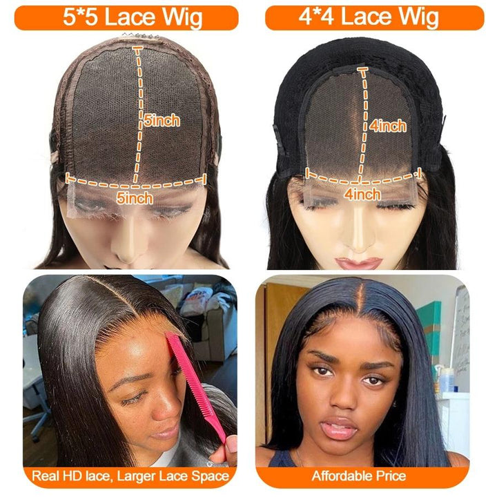 180 Density Body Wave 5x5 Closure Wigs