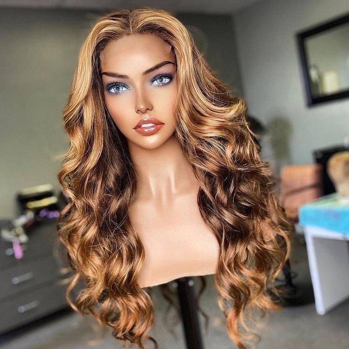 Honey Blonde Highlight Glueless Lace Wigs