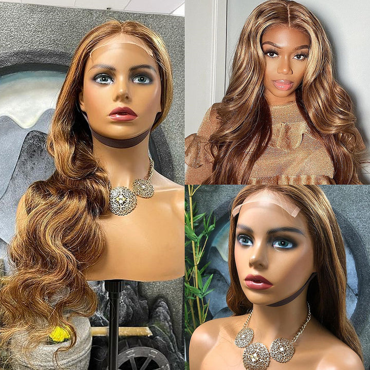  Highlight Wig Human Hair Lace Closure Wig 