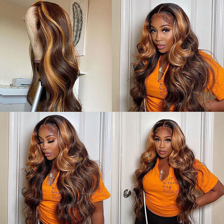 Honey Blonde Ombre Highlight wig
