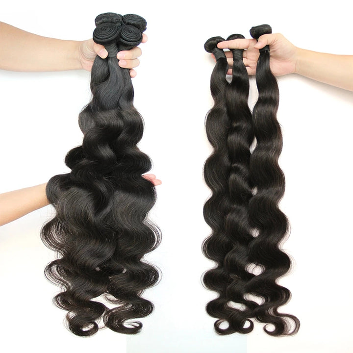 9a Virgin Peruvian Body Wave 4 Bundles with 4*4 Lace Closure