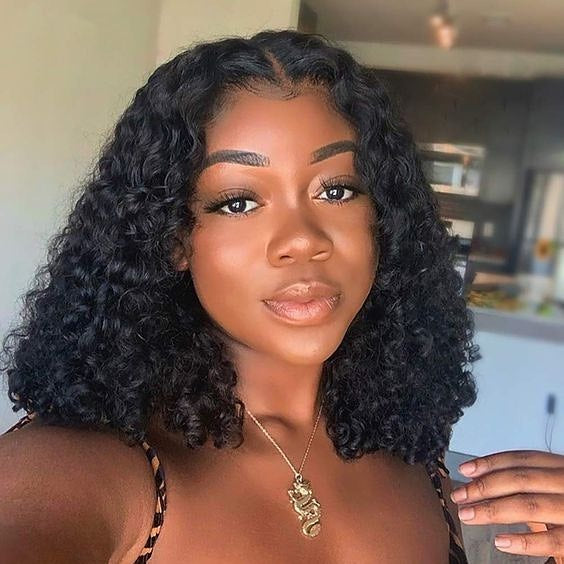 180% Density Lace Closure Remy Human Hair Bob Wigs