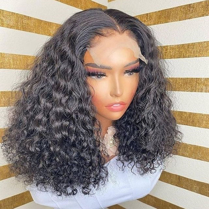 180% Density Lace Closure Remy Human Hair Bob Wigs