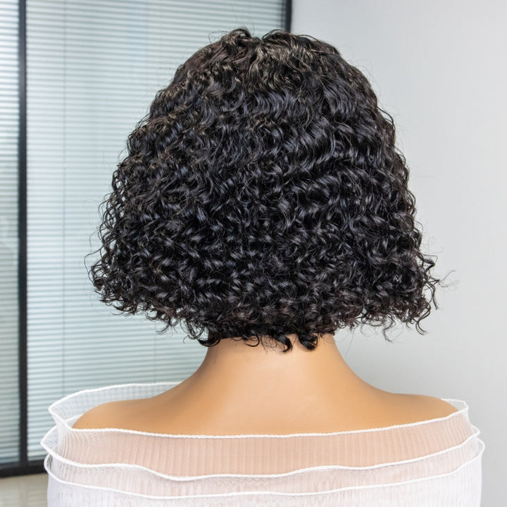 180% Density Lace Closure Remy Human Hair Bob Wigs