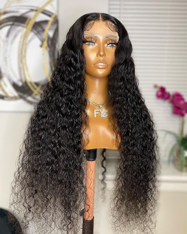 Water Wave Brazilian Virgin Human Hair Lace Wig 