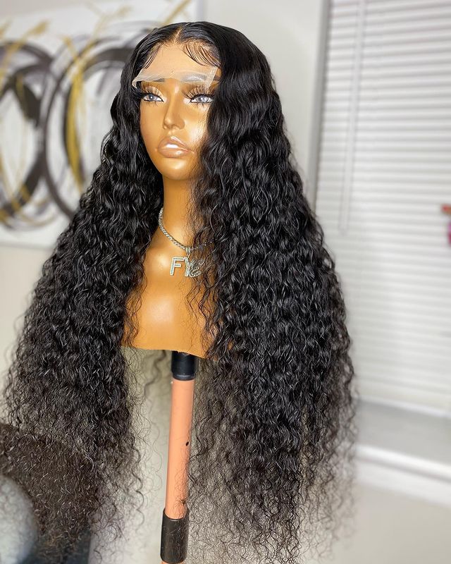 Water Wave Brazilian Virgin Human Hair Lace Wig 