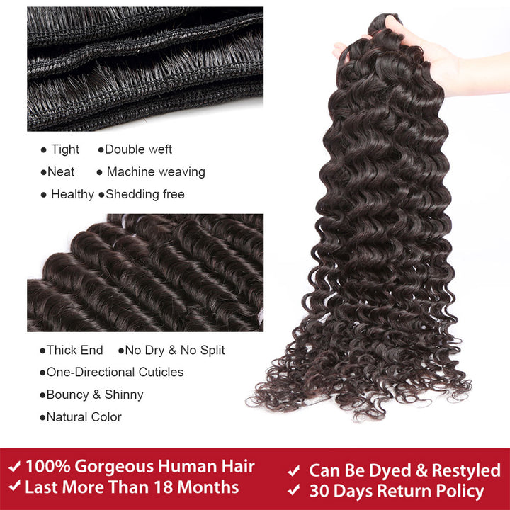 Virgin Brazilian Hair  Deep Wave 4 Bundles