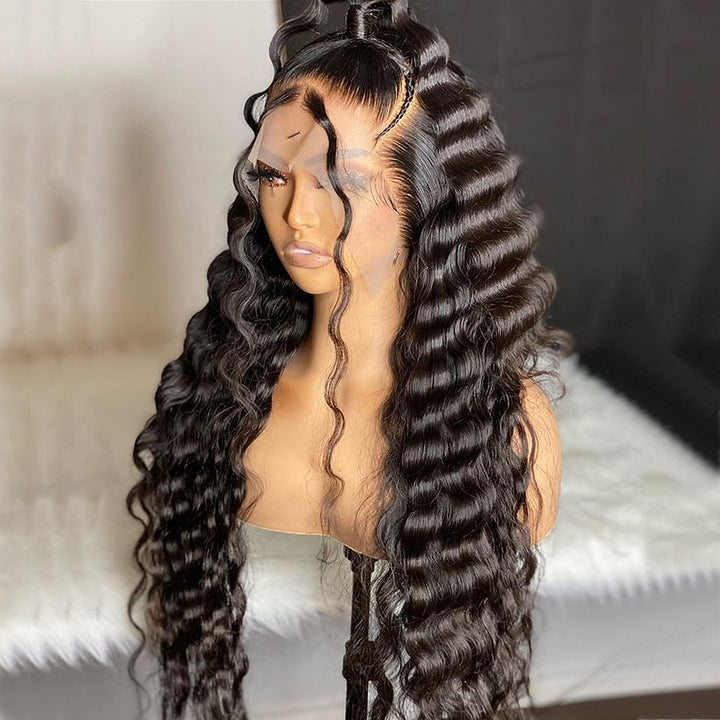  Deep Wave  Pre-plucked Full Lace Human Hair Wig 