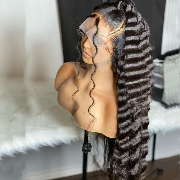 Deep Wave  Pre-plucked Full Lace Human Hair Wig 