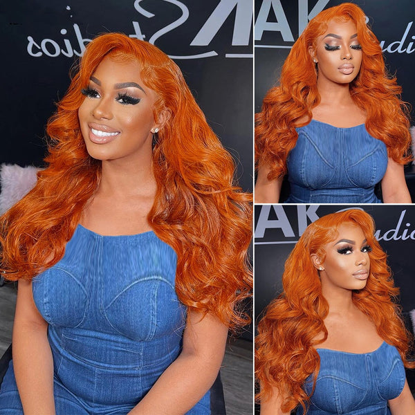 ROYA HAIR Ginger Lace Front Wig Body Wave Lace Wig 350# Colored Human Hair Wigs