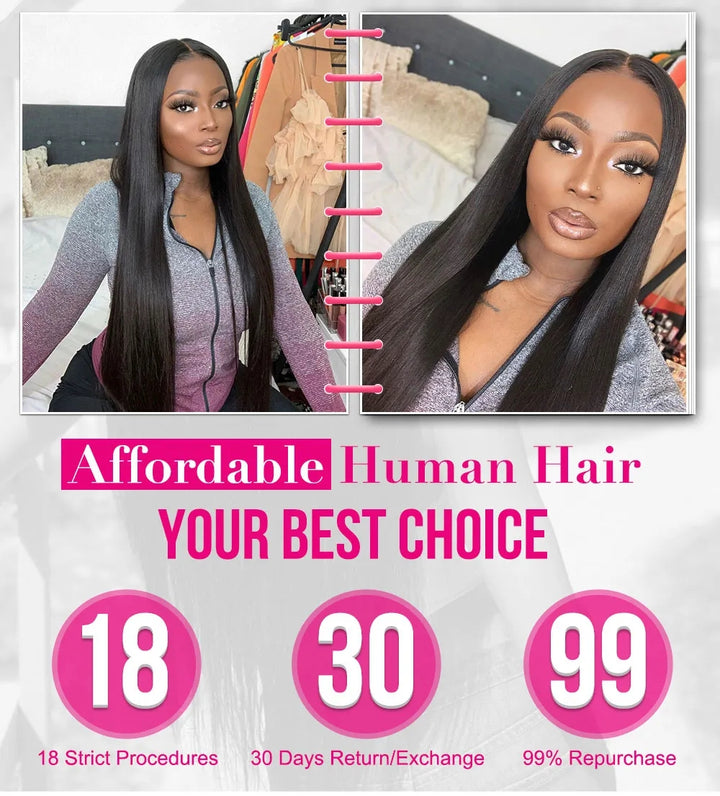  Straight 3 Bundles with 4*4 Lace Closure 