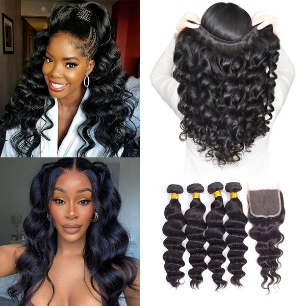 Malaysian Virgin Hair Bundles with Lace Closure