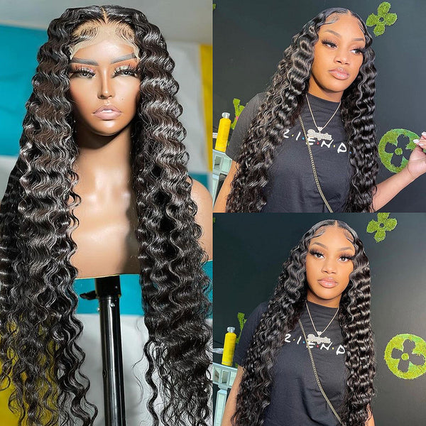  5x5 Deep Wave Human Hair Lace Closure Wig