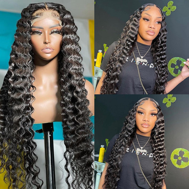  5x5 Deep Wave Human Hair Lace Closure Wig