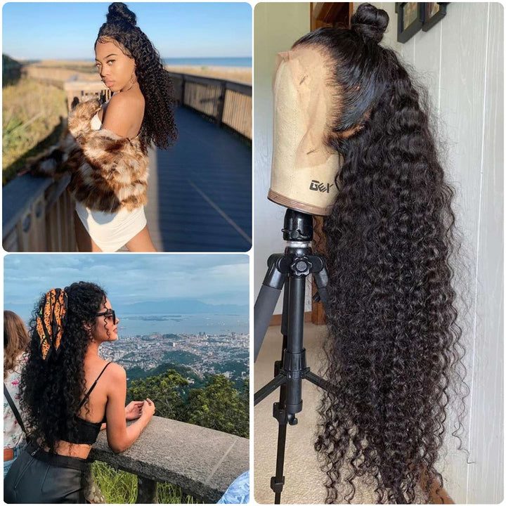 Full Lace Human Hair Wigs Kinky Curly Wave 