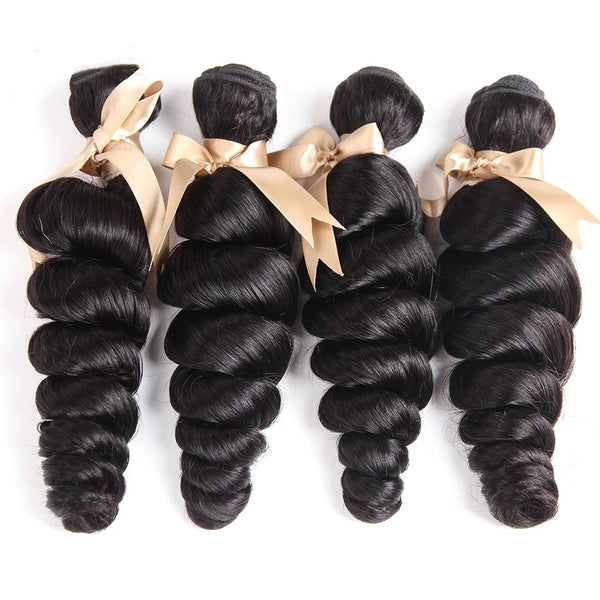 Peruvian Loose Wave 4 Bundles Unprocessed Remy Hair Weave  