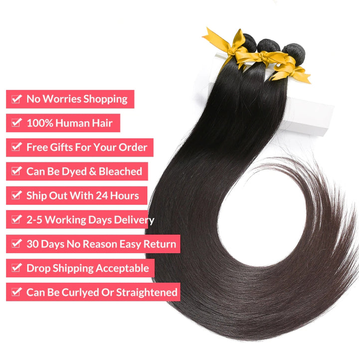 Virgin Malaysian Human Hair Straight 4Bundles