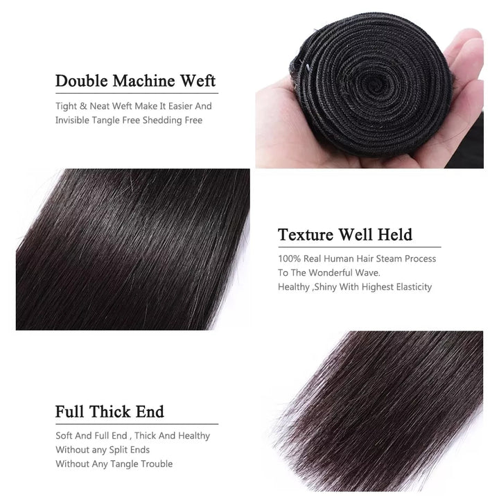  Straight 3 Bundles with 4*4 Lace Closure 