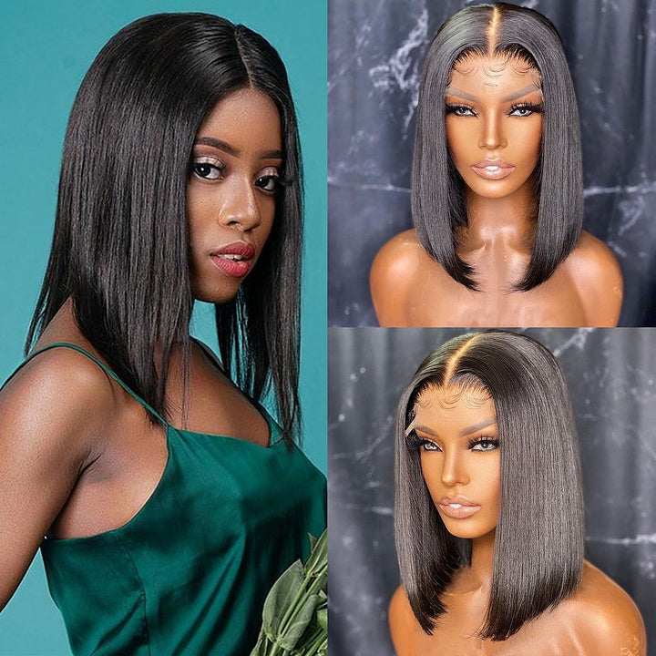 Peruvian Human Hair Lace Closure Short Bob Wig