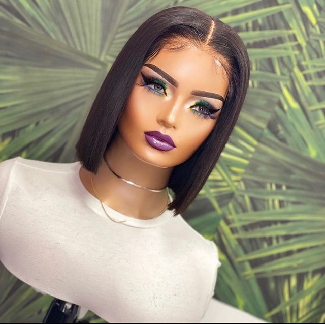  Natural black short bob wigs 