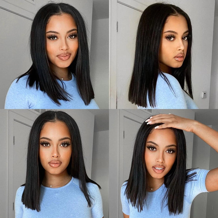 Peruvian Human Hair Lace Closure Short Bob Wig