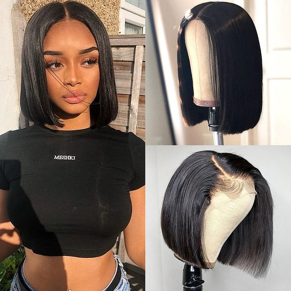  Natural black short bob wigs 