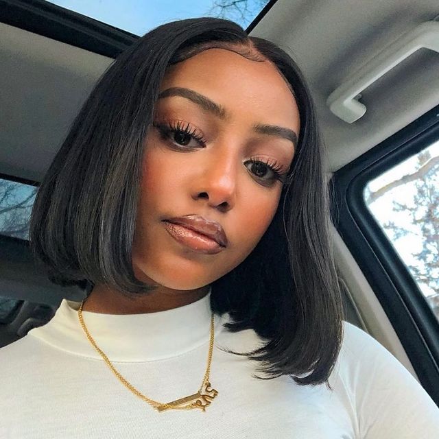  Natural black short bob wigs 
