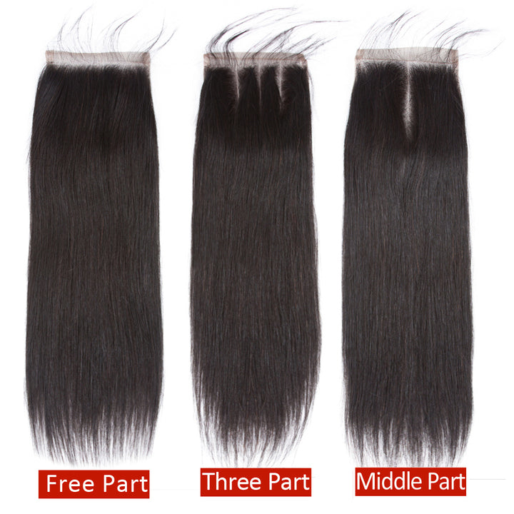  Straight 3 Bundles with 4*4 Lace Closure 