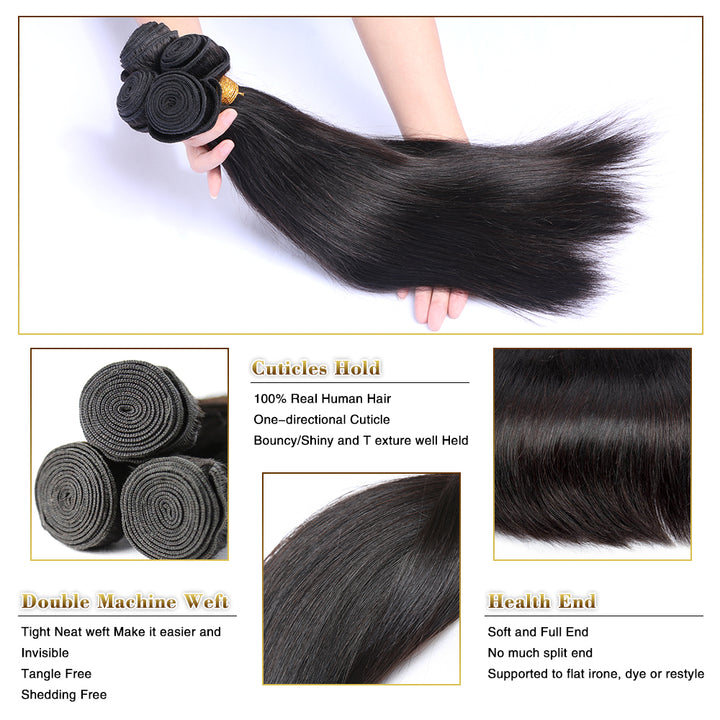 ROYA  Brazilian Straight Hair Bundles 100%  Remy Hair Extensions