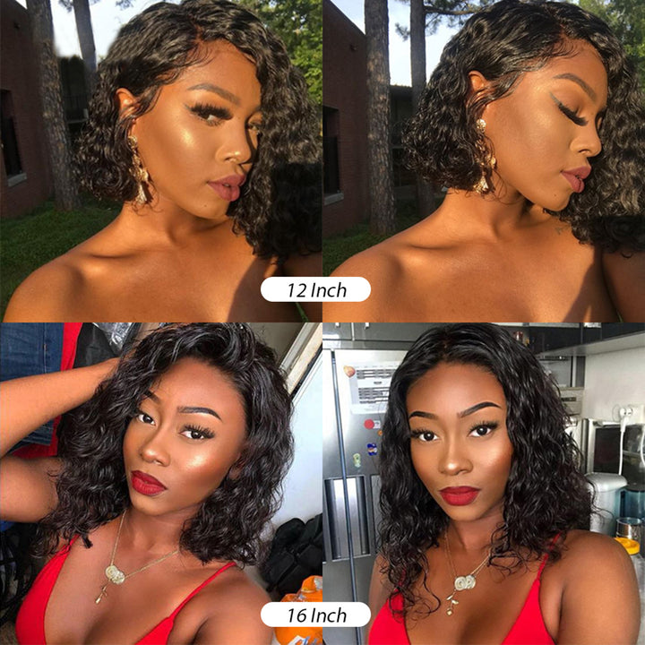  Human Hair Natural wave Bob Short Pixie Cut Lace Wig