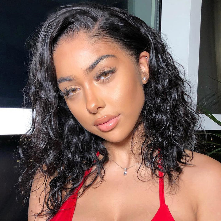  HD Water Wave Lace Frontal Bob Wig 